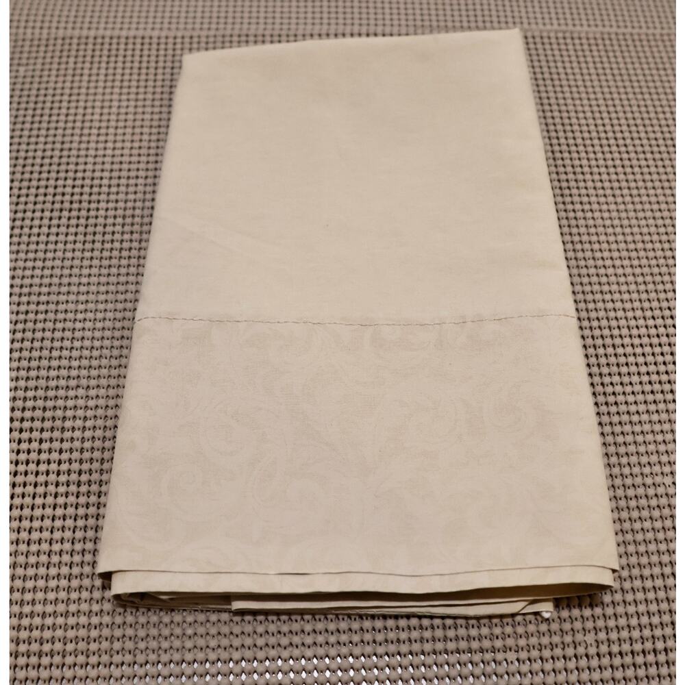 HOME DESIGN King Pillowcase Cotton Blend Beige Scroll Damask